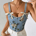 Women's Floral Jacquard Vest – Fitted Cut, Tie Fastenings