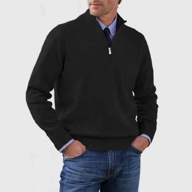 Men's Zip-Up Mock-Neck Sweater – Classic Fit in Soft Knit