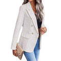 Women's Tweed Blazer - Structured Double-Breasted Fit