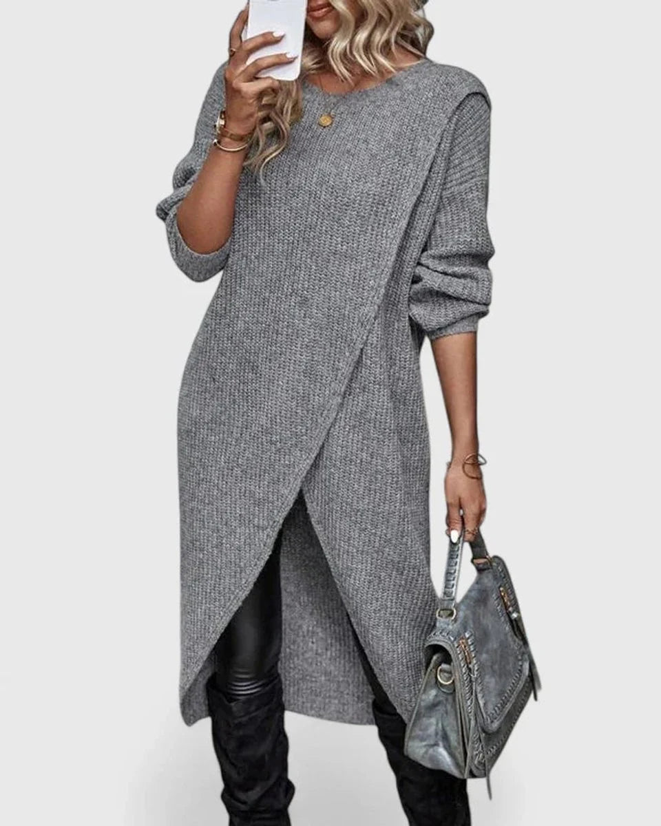 Women's Midi Knit Dress – Fitted Wrap Silhouette