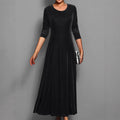Women's Long Velvet Dress – A-Line Fit, Elegant 3/4 Sleeves