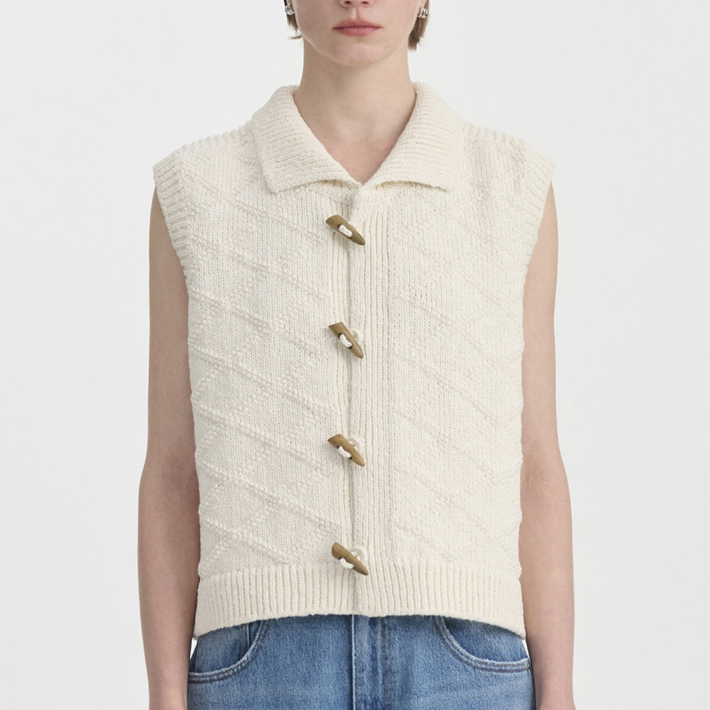 Women's Woven Cotton Vest – Vintage Diamond Pattern