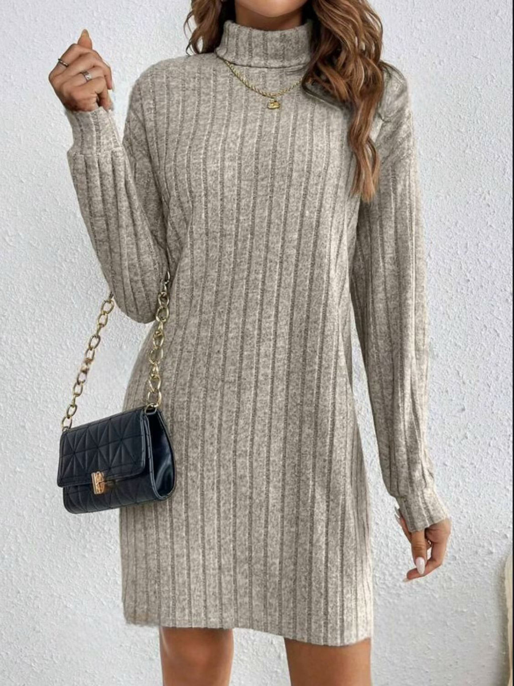 Women's Mini Dress – Loose Fit and Solid Color Silhouette