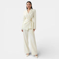 Women's Suit Set with Double-Breasted Blazer and Wide-Leg Trousers – Streamlined Silhouette