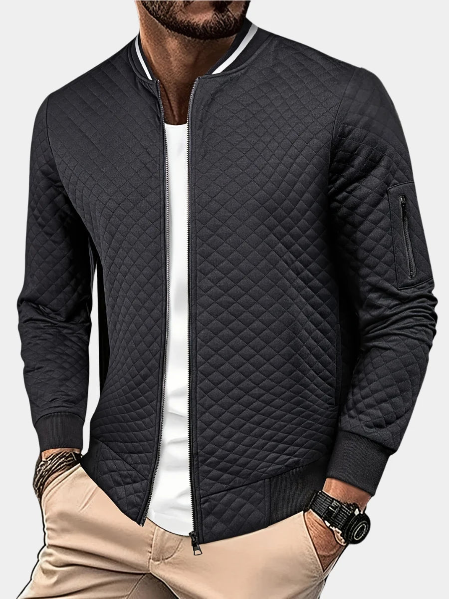 Men's Textured Knit Jacket – Structured Zip Closure