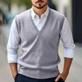 Men's Sleeveless Vest – Solid Knit V-Neck