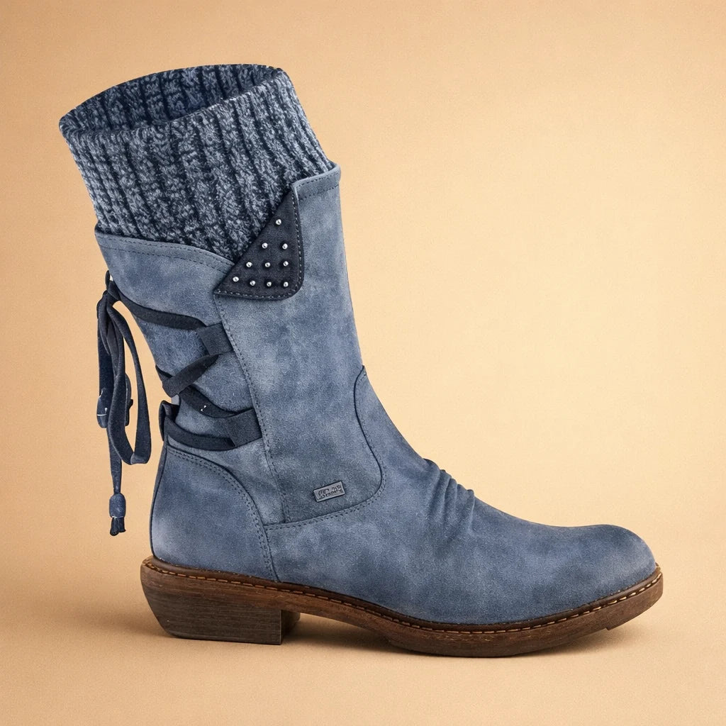 Women's Soft-Shaft Boots – Low Round Heel, Combat Style