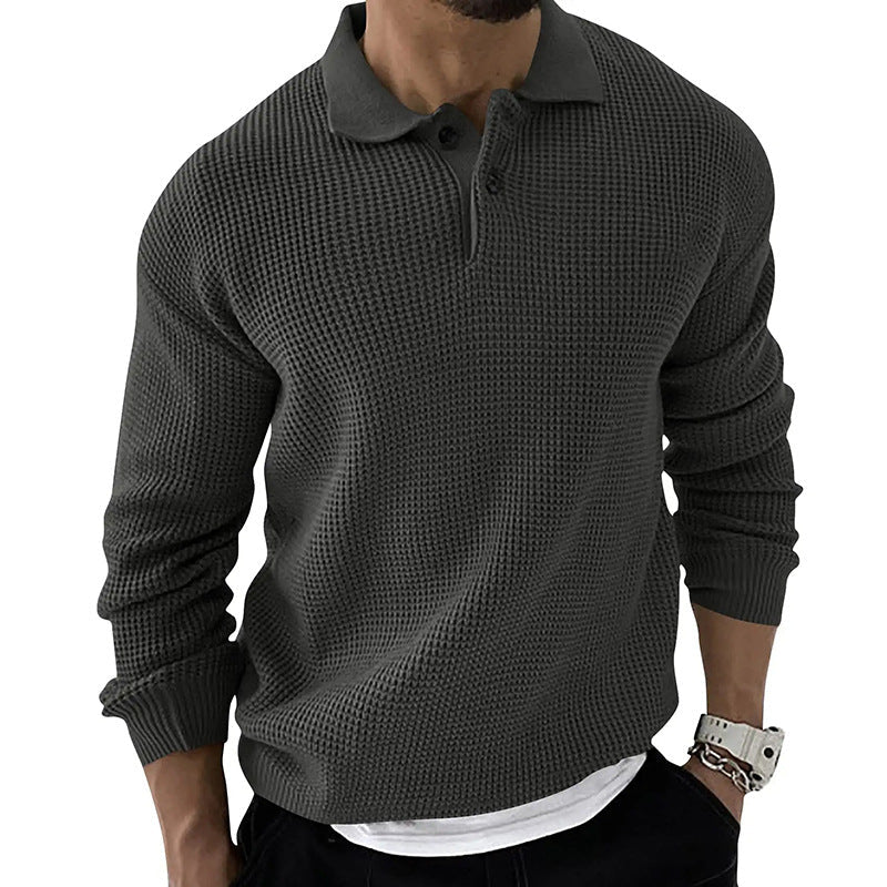 Men's Honeycomb-Knit Sweater – Slim-Fit Polo Collar