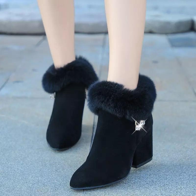 Women's Suede Boots – Pointed Toe, High Heel, Zip Closure