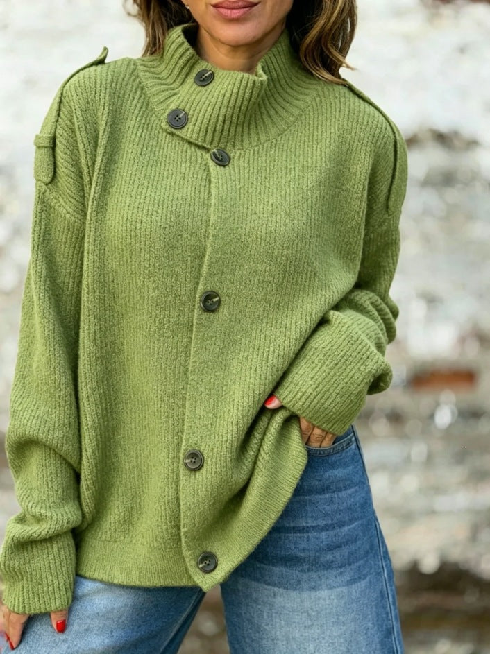 Women's Knitwear Cardigan – High Neck Straight Fit