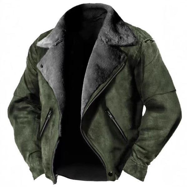 Men's Polo-Collar Zip Jacket – Thick Lining and Regular Fit
