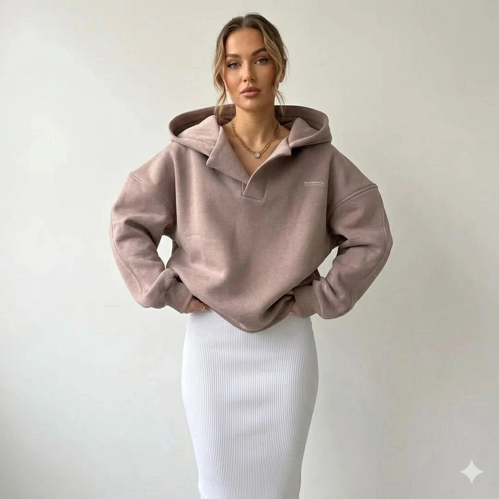 Women's Oversized Hooded Sweatshirt – Casual, Fleece-Lined Style