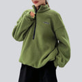 Women's Relaxed Fleece Sweatshirt – Loose Fit with Drawstring and Lettering