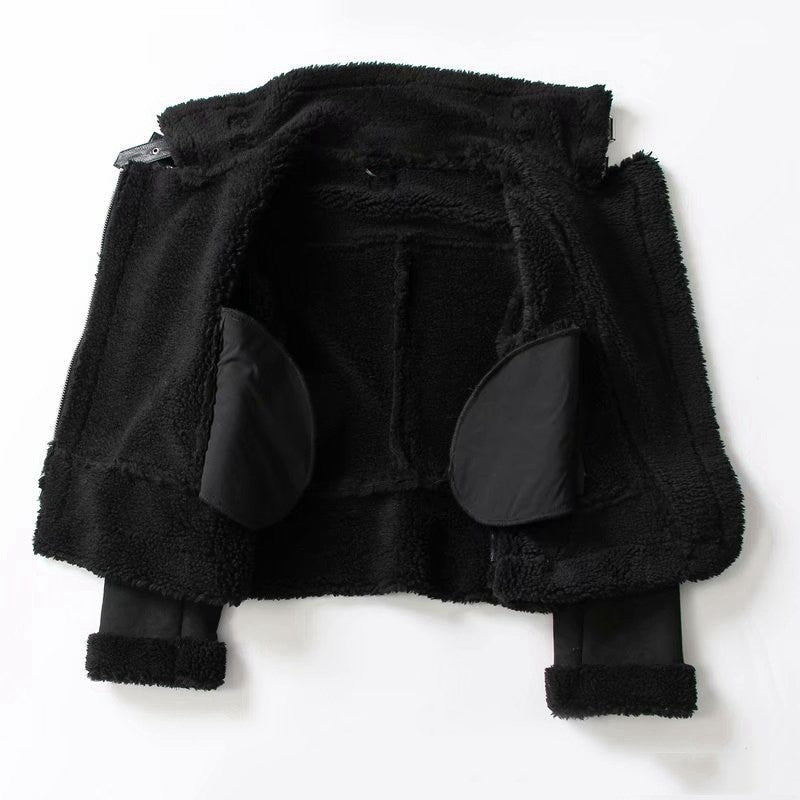 Women's Suede Jacket – Revers Collar with Winter Biker Style