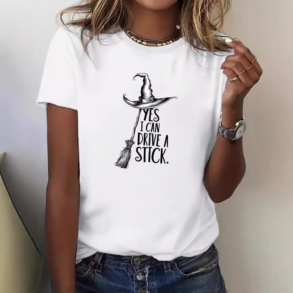 Women's Cotton T-shirt - Relaxed Straight Fit, Short Sleeves