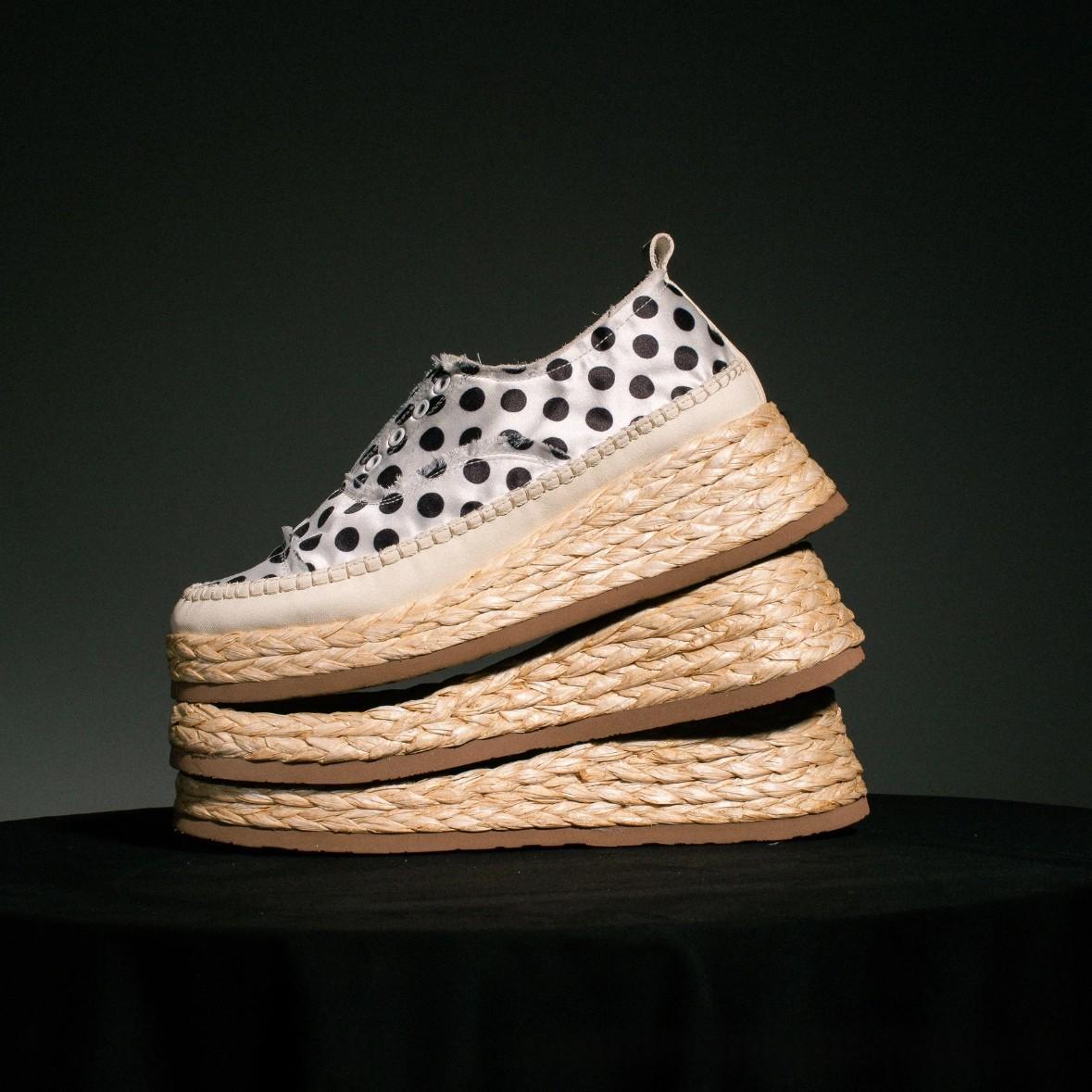 Women's Espadrille Style Sneakers – Platform Sole and Frayed Edges
