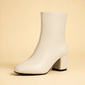 Women's Heeled Boots – Square Toe and Side Zip
