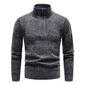 Men's Cotton Turtleneck Sweater – Slim Fit with Jacquard Half-Zip