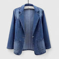 Women's Denim Jacket – Tailored Fit One-Button Notched Collar