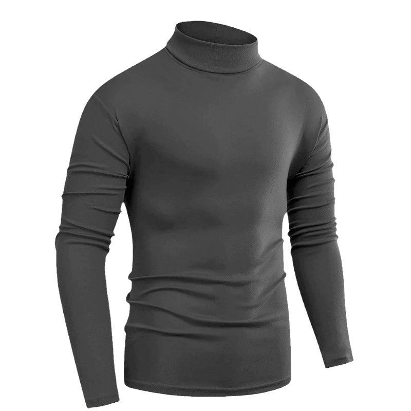 Men's Long-Sleeved Top with Funnel Neck – Warm Fleece Interior