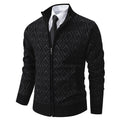 Men's Cardigan with Stand Collar - Zip Closure and Side Pocket