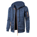 Men's Zip-Up Hooded Sweater - Straight Fit, Knit Finish