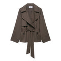 Women's Belted Windbreaker Coat with Lapels – Modern Silhouette