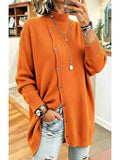 Women's Turtleneck Knitwear Cardigan – Long Buttoned Fit