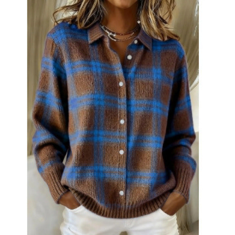 Women's Ribbed Knit Blouse – Casual Cardigan Style