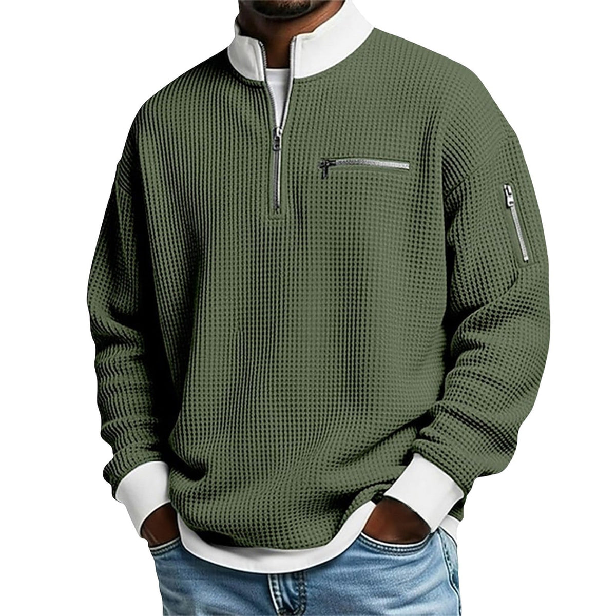Men's Zip-Up Collar Sweater – Classic and Versatile Knitwear