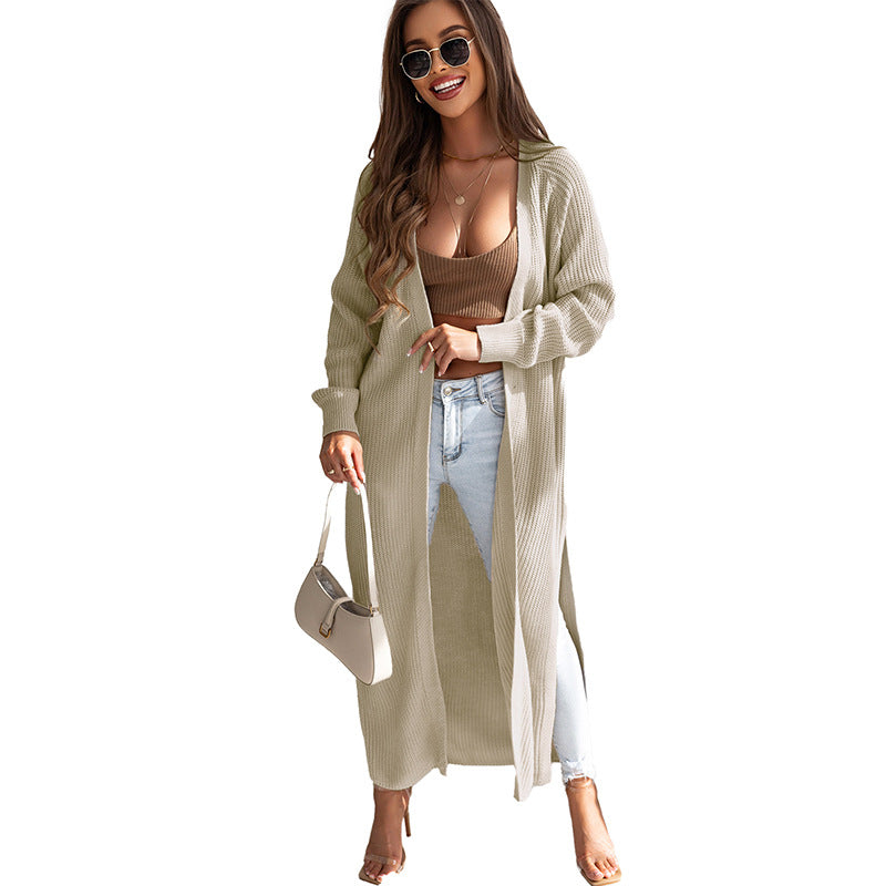 Women's Long Knit Cardigan - Open Relaxed Fit