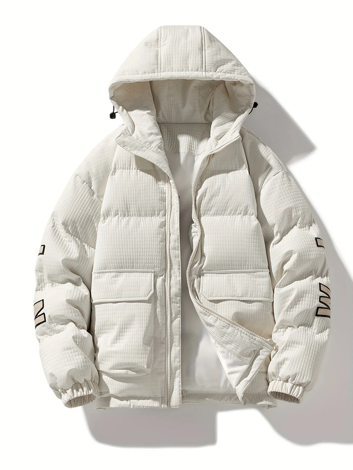 Men's quilted Coat with Hood – Modern Solid-Color Design