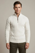Men's Sweater with Zippered Collar – Thick Cable Knit