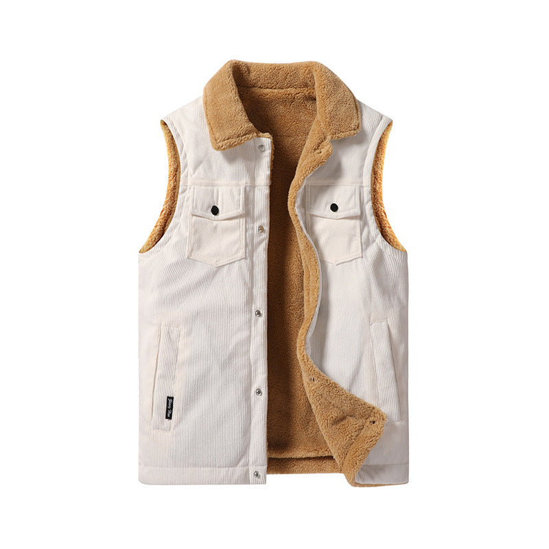 Men's Ribbed Corduroy Vest - Thick Lining and Workwear Fit
