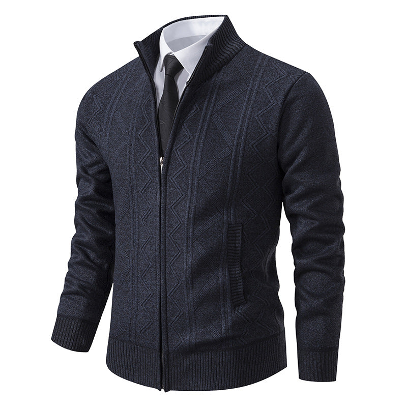 Men's Cardigan – Structured Thick Knit, Relaxed Fit