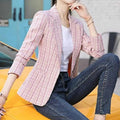 Women's Plaid Blazer - Structured cropped fit