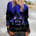 Women's Halloween Sweatshirt with 3D Design - Relaxed Casual Fit