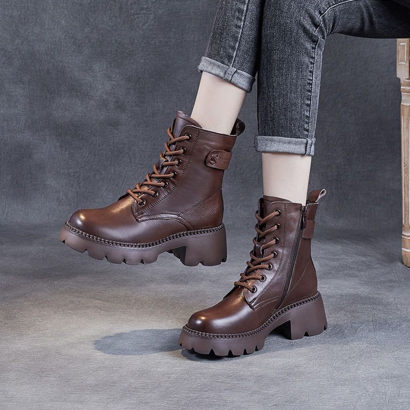 Women's High-Heel Ankle Boots – Platform, Fleece Lining