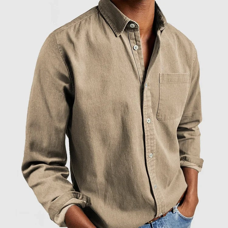 Men's Long Sleeve Shirt – Classic Fitted Collar