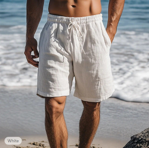 Men's Short Linen Cotton – Elastic Waist Straight Cut