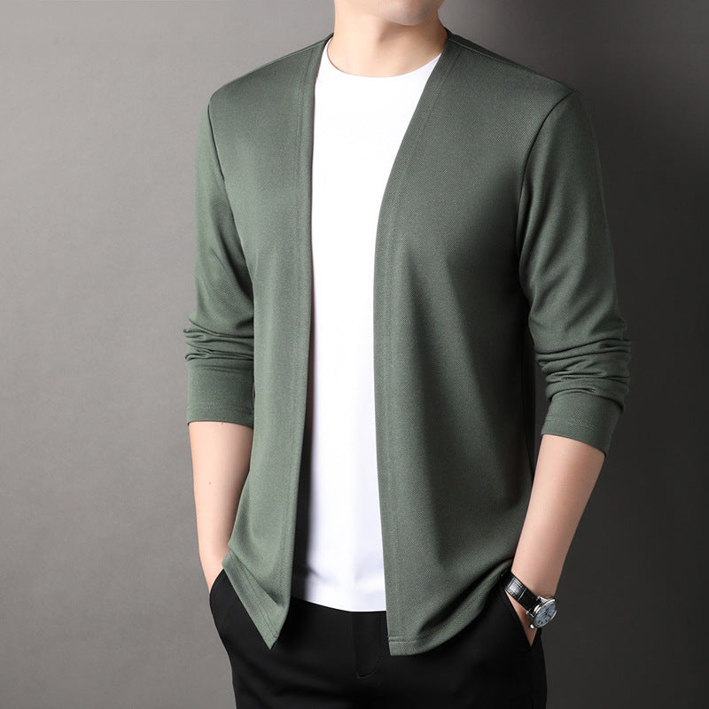 Men's Cotton-Blend Cardigan - Lightweight, Comfortable Loose-Knit Style
