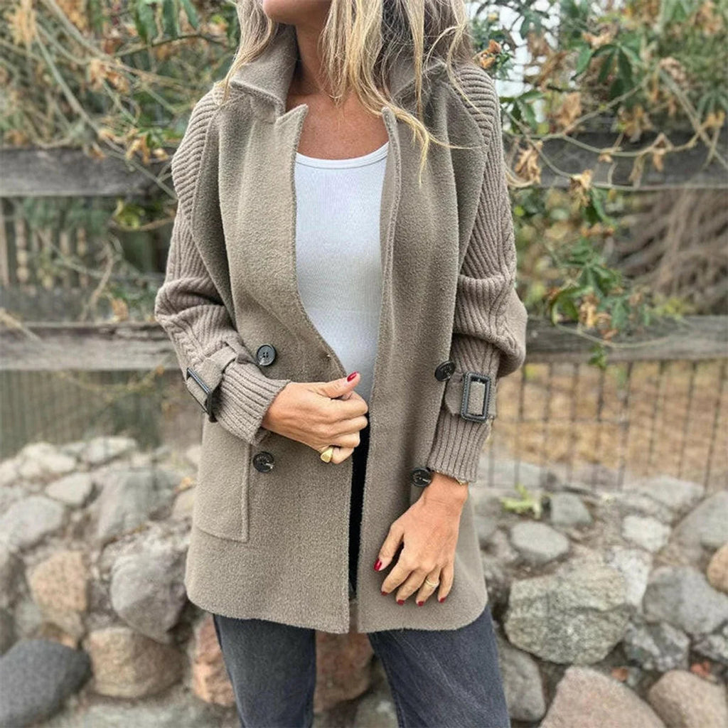 Women's Mid-Length Knitwear Coat – Textured Flared Sleeves