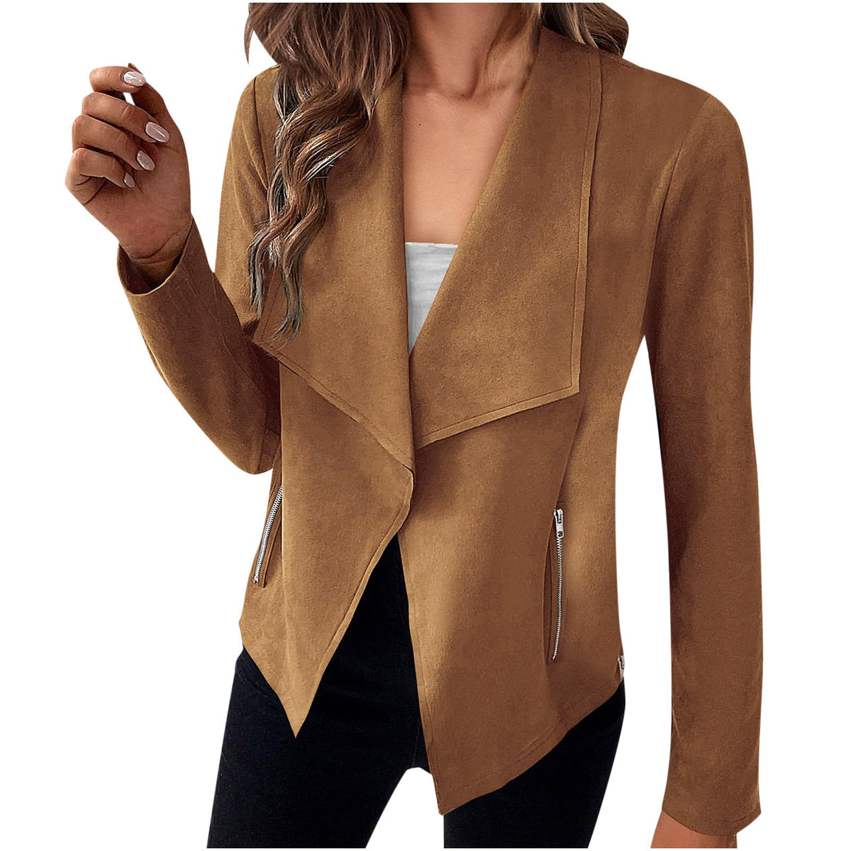Women's Suede-Look Coat – Classic Long Silhouette