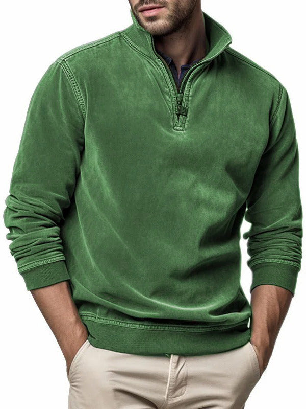 Men's High-Neck Half-Zip Sweatshirt – Subtle Patch Pocket
