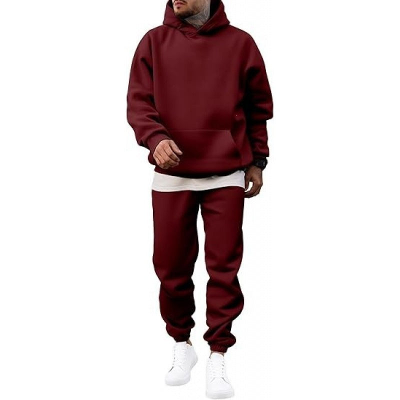 Men's Two-Piece Set with Oversized Hoodie and Joggers – Fleece-Lined