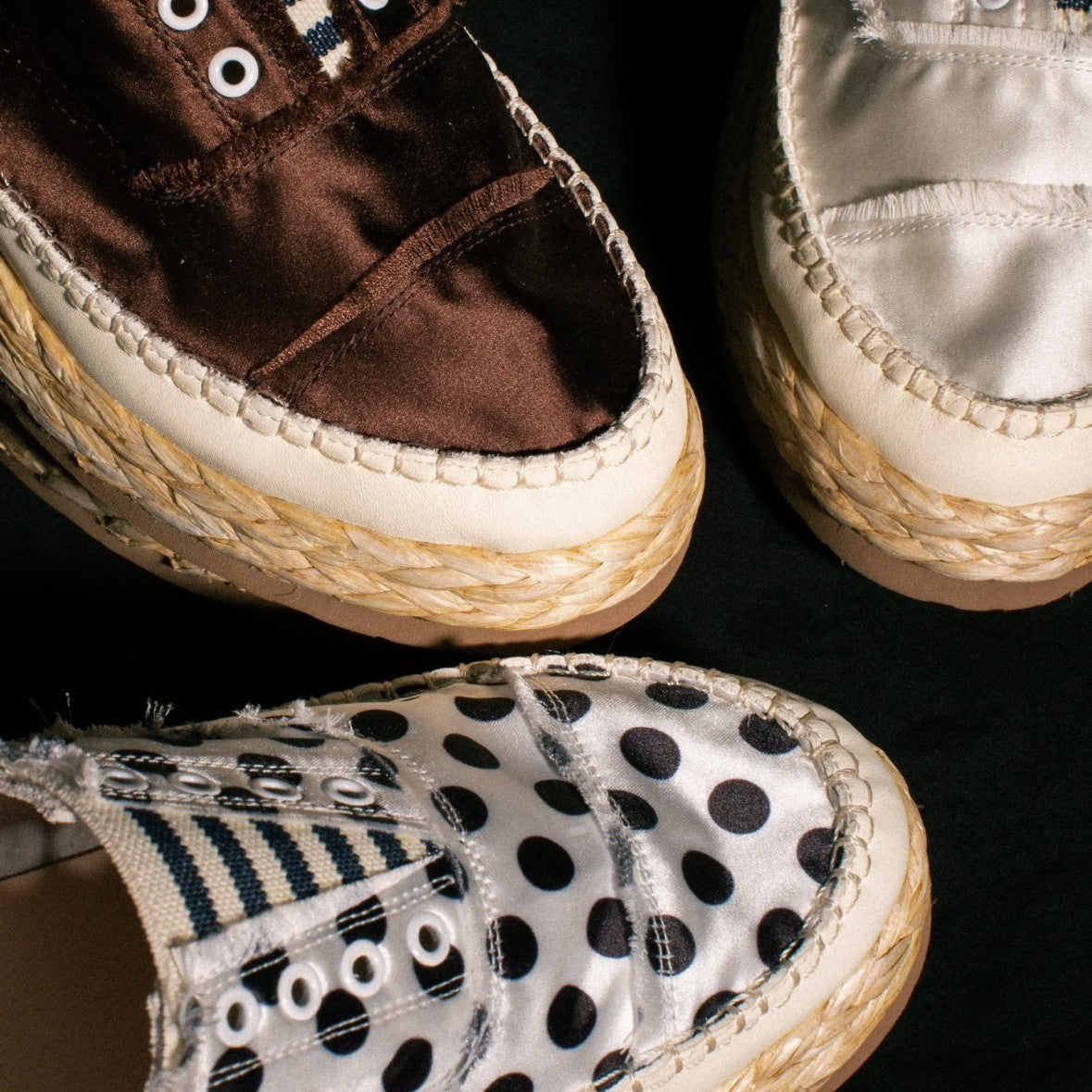 Women's Espadrille Style Sneakers – Platform Sole and Frayed Edges