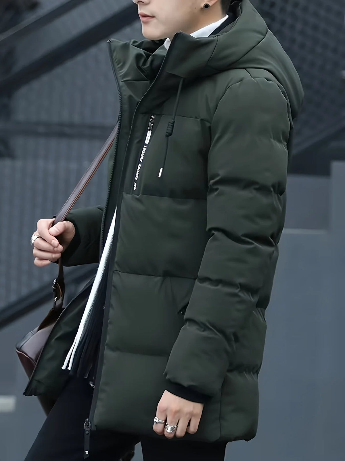 Men's Hooded Down Jacket – Mid-Length Winter Quilted Jacket