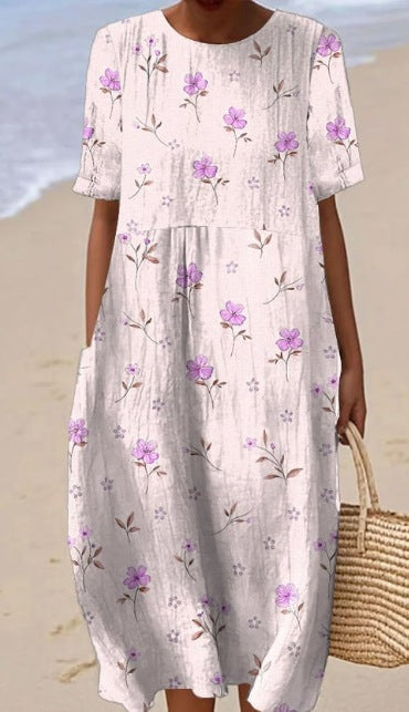 Women's Sleeveless Midi Dress – Casual Fit Elegant Print