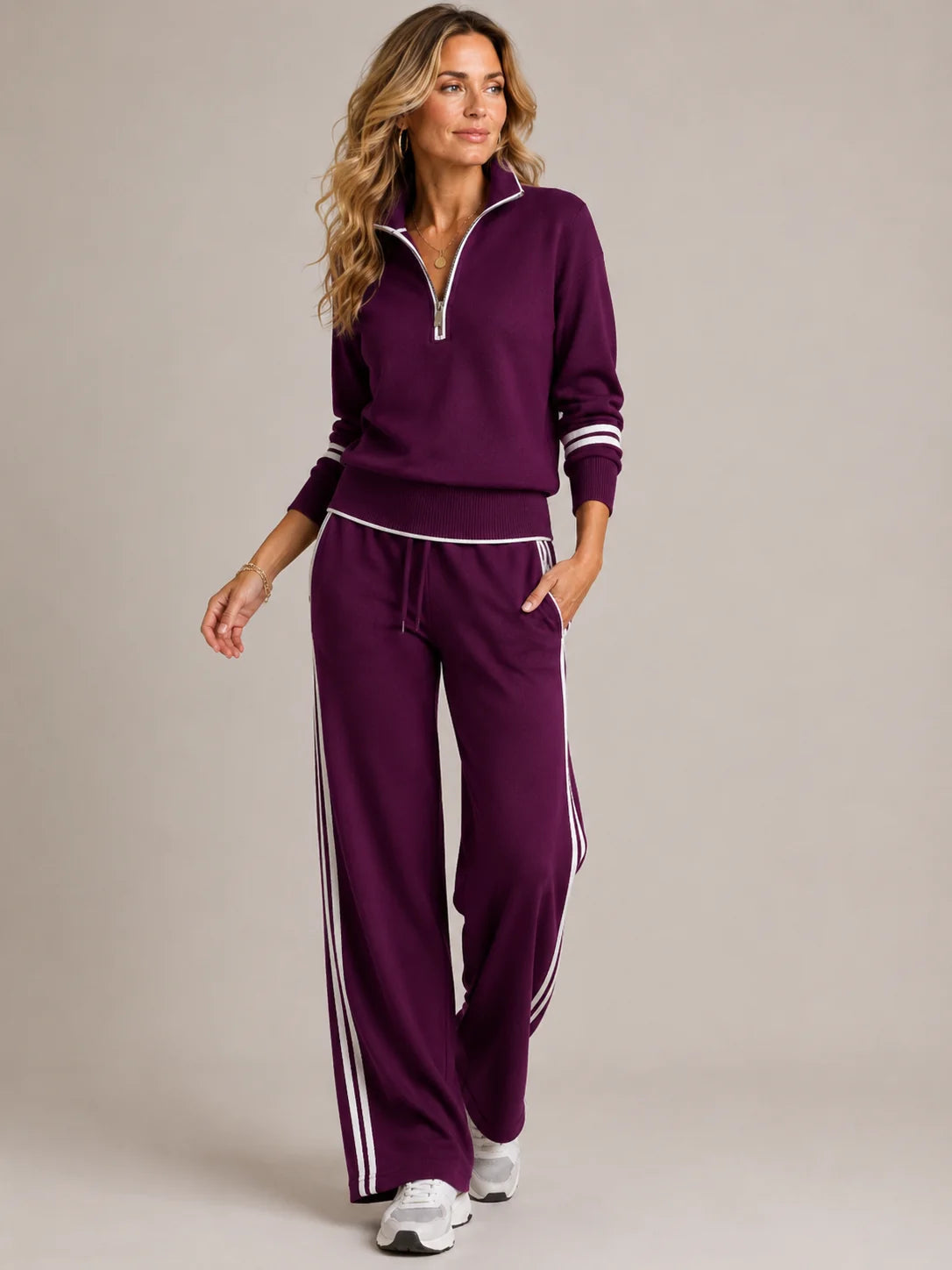 Women's Two-Piece Cotton Set – Relaxed Fit, Long Sleeves