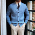 Men’s Knit Cardigan – Tailored V-Neck Button-Up